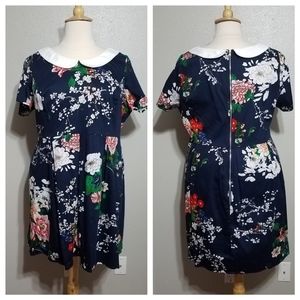 MODCLOTH Record Time Floral Peter Pan Collar Dress